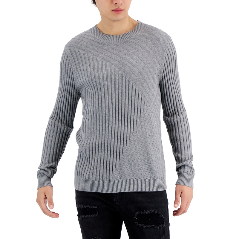 INC International Concepts Mens Tucker Crewneck Sweater Heather Gray XXL 2XL
