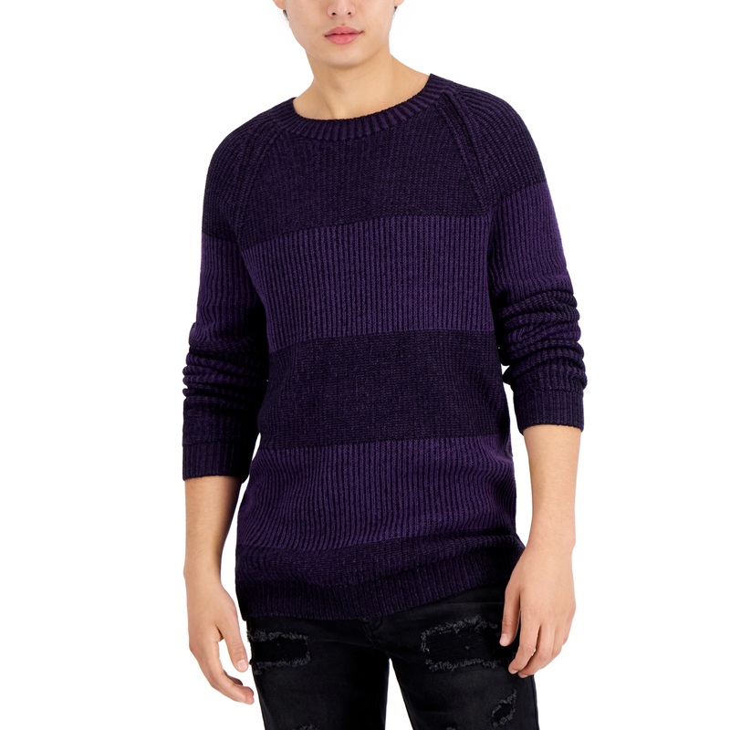 International Concepts Mens Plaited Crewneck Sweater Deep Purple 2XL
