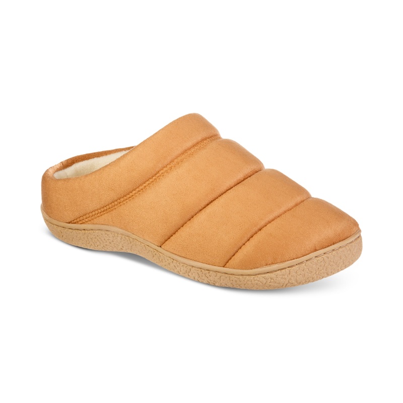 Isotoner Men's Rory Hoodback Puffer Slipper Tan Size Large 9.5 - 10.5