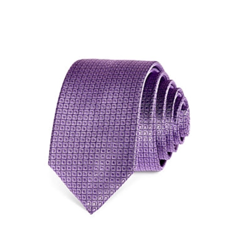 The Mens Store   Textured Solid 6cm Classic Mens Tie Purple