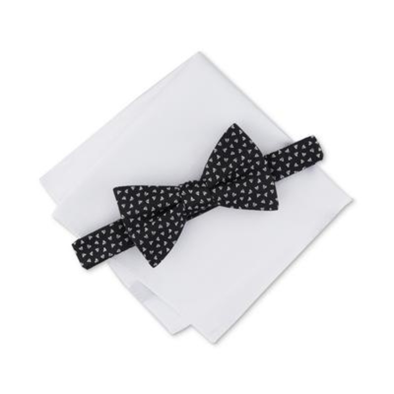 Alfani Men's 2 Pc Bow Tie & Pocket Square Set Black