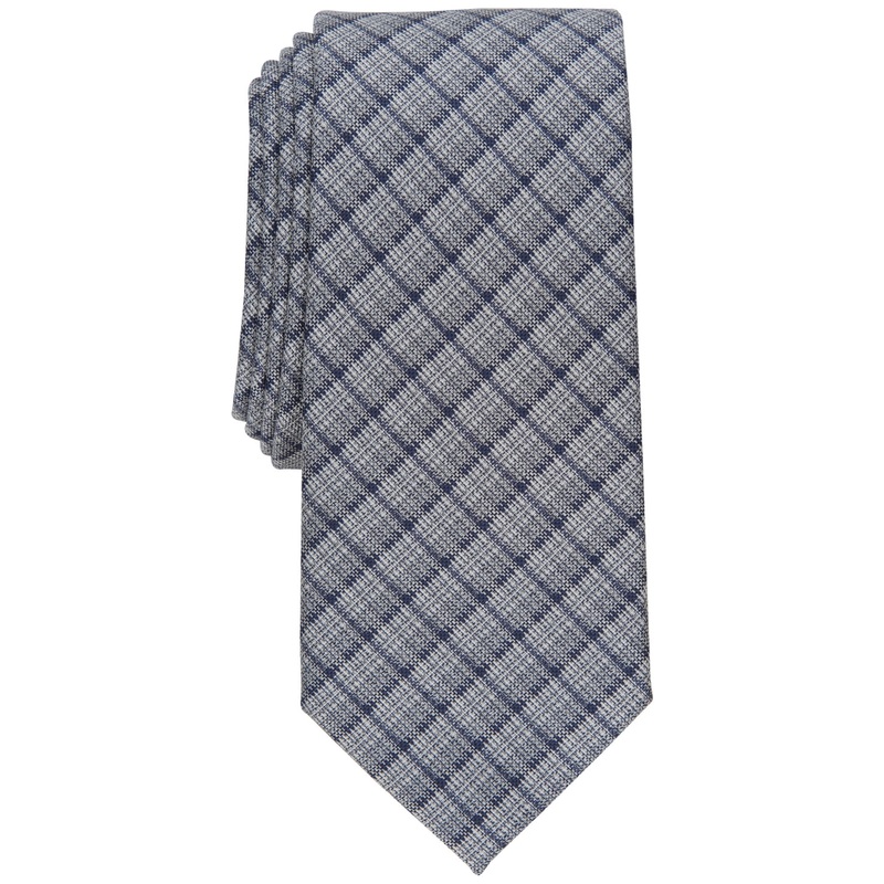 Alfani Men's Gino Plaid Slim Necktie Grey