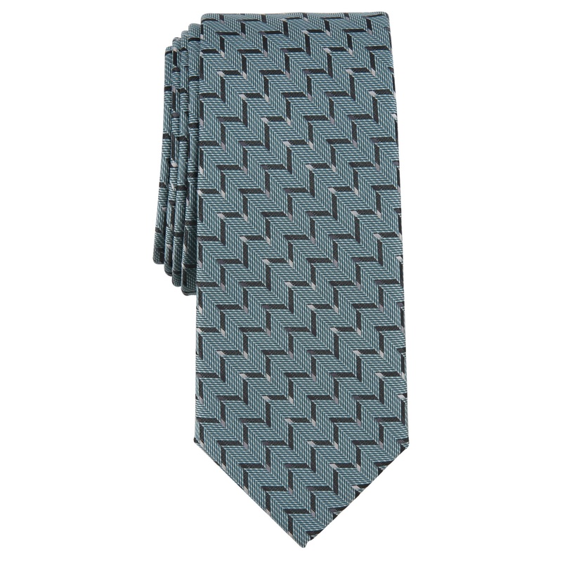 Alfani Men's Lexington Geo Print Necktie Turquoise Green