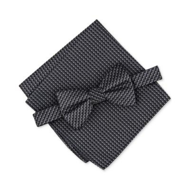 Alfani Men's O'Malley 2-Pc. Neat Pre Tied Bow Tie & Pocket Square Set Black
