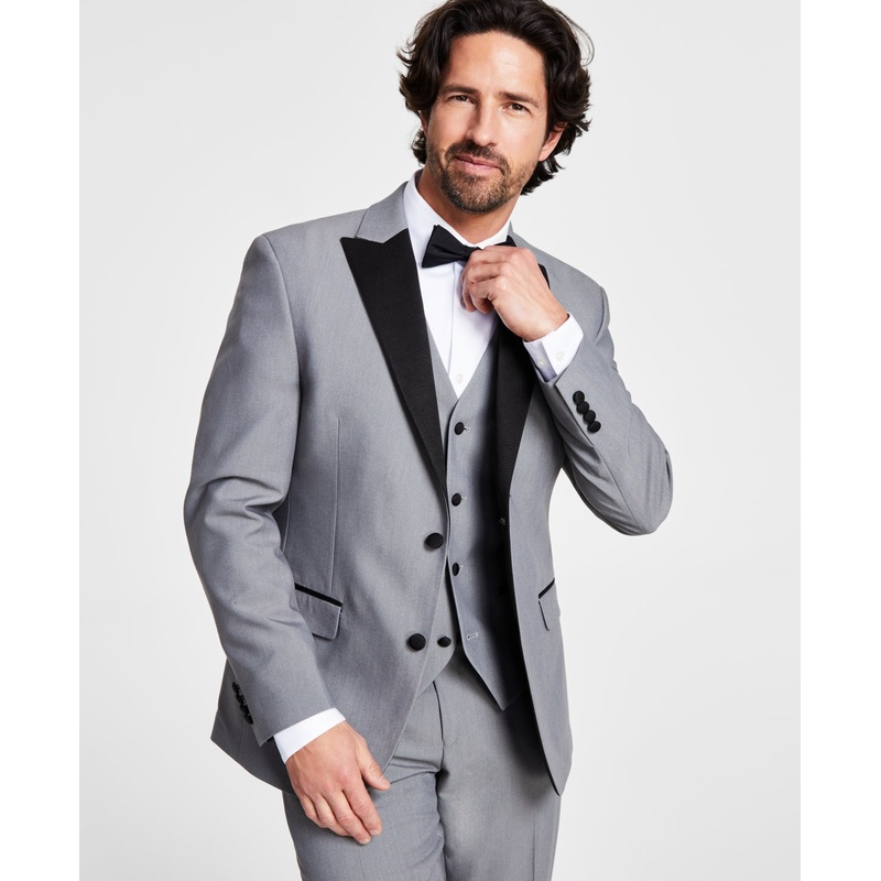 Alfani Men's Slim Fit  Grey Black Suit Tuxedo Jacket 44S