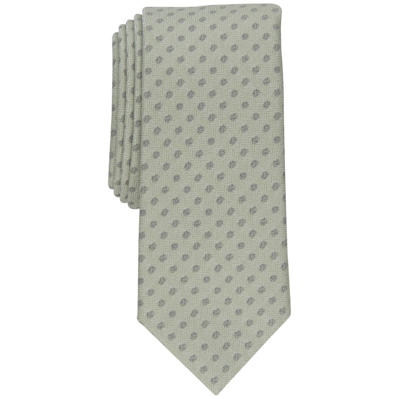 Alfani Men's Slim Herringbone Dot Necktie Green