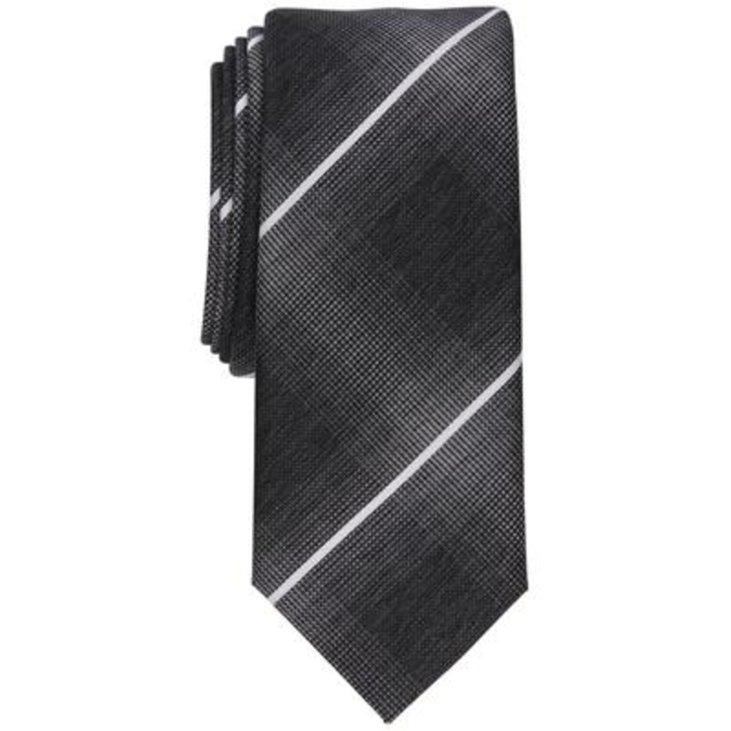 Alfani Men's Slim Plaid Tie Black Necktie