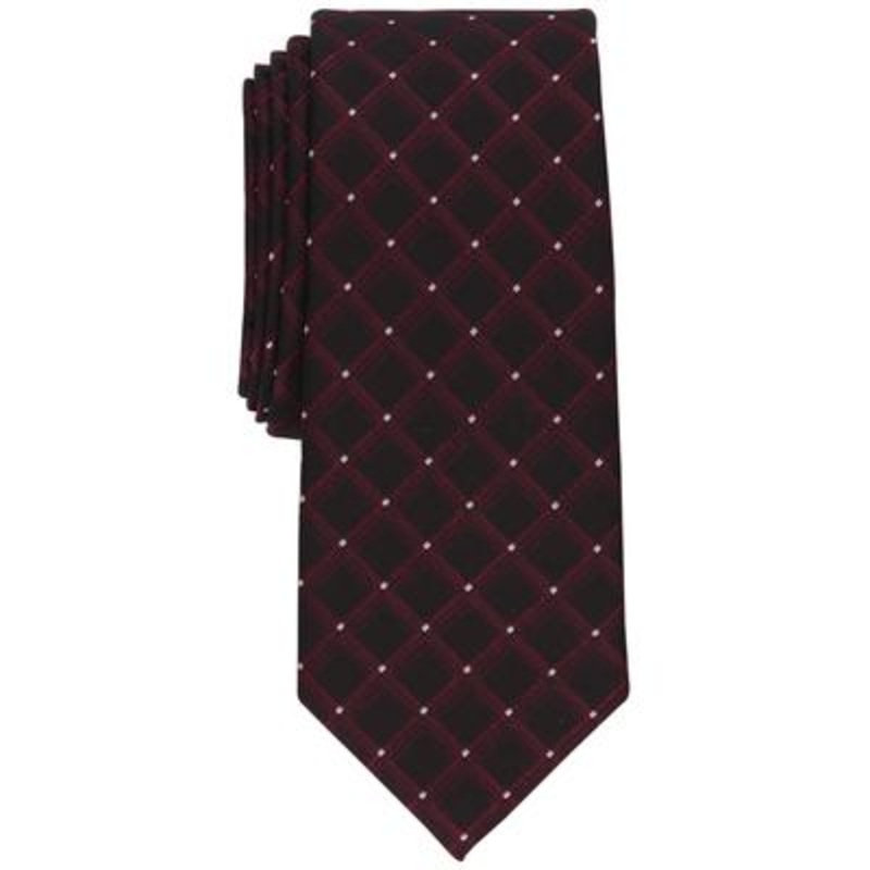 Alfani Men's Tessy Grid  Necktie Burgundy