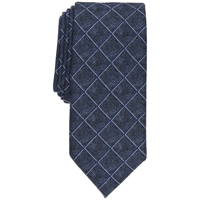 Alfani Men's Wendell Grid Necktie Blue