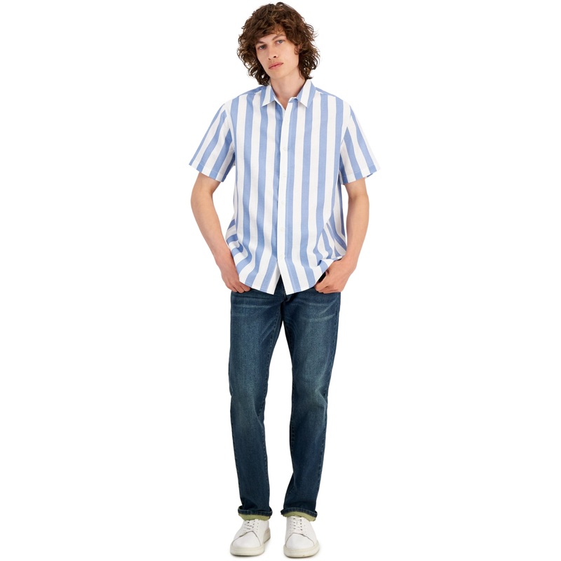 And Now This Regular-Fit Striped Short-Sleeve Shirt Light Blue Small