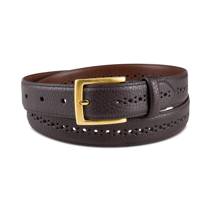 Club Room Men's Casual Brogue Belt Dark Brown XL 42 44