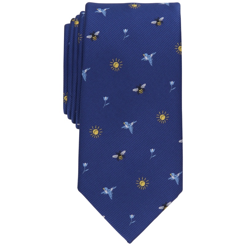 Club Room Men's Classic Birds & Bees Tie Navy Blue Multi Necktie
