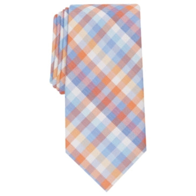 Club Room Men's Classic Check Tie Orange Necktie