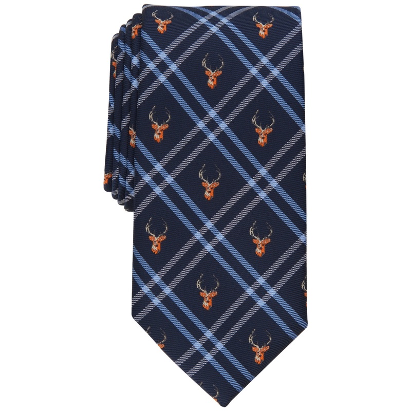 Club Room Men's Park Plaid Tie Navy Blue Necktie