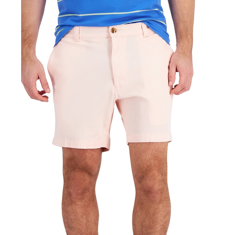 Club Room Men's Regular Fit 7" 4 Way Stretch Shorts Flat Front Light Pink 42