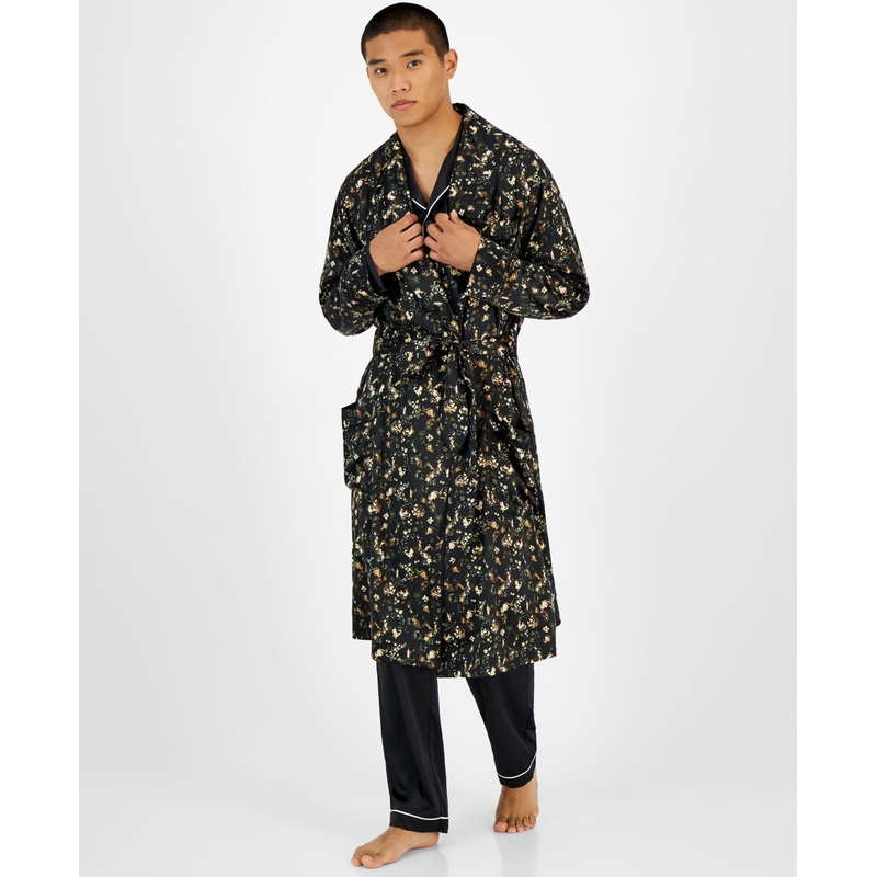INC International Concepts Floral Print Robe Black Green Large - XL