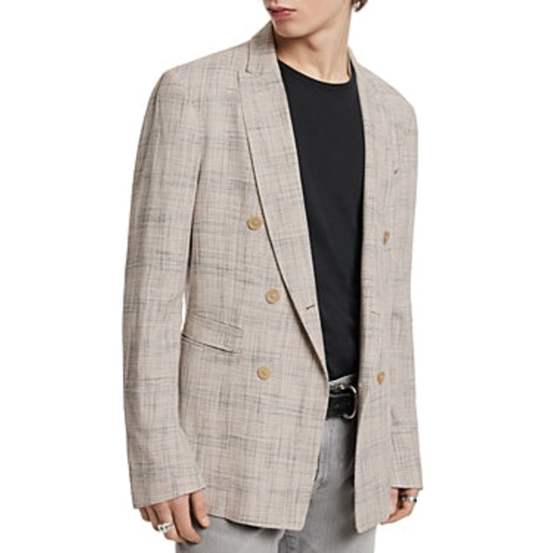 John Varvatos Namo Peak Lapel Double Breasted Sport Coat Suit Jacket 42R Tan