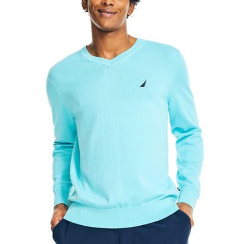 Navtech By Nautica Men's Lightweight Knit V Neck Sweater Angel Blue XS