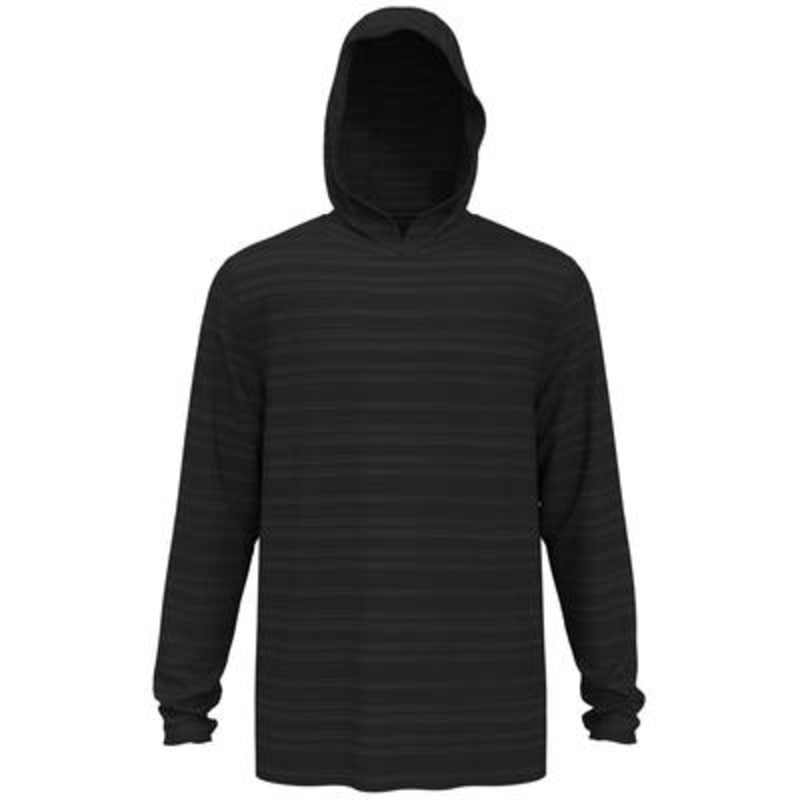 Pga Tour Men's Textured Stripe Performance Golf Hoodie Sweatshirt Black Small