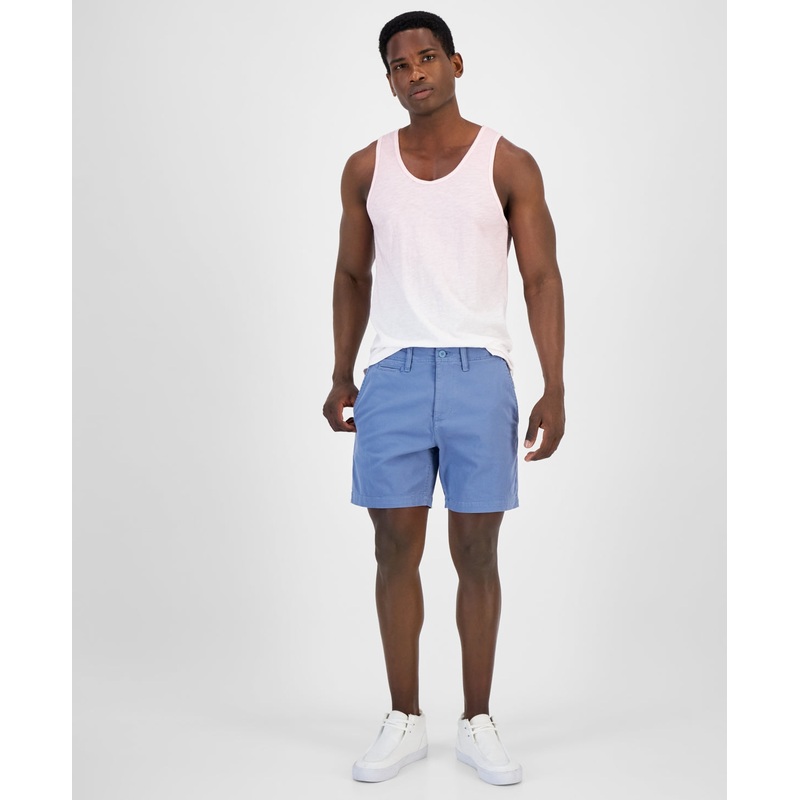 Sun + Stone Men's Colin Flat Front 7" Chino Shorts Blue 38
