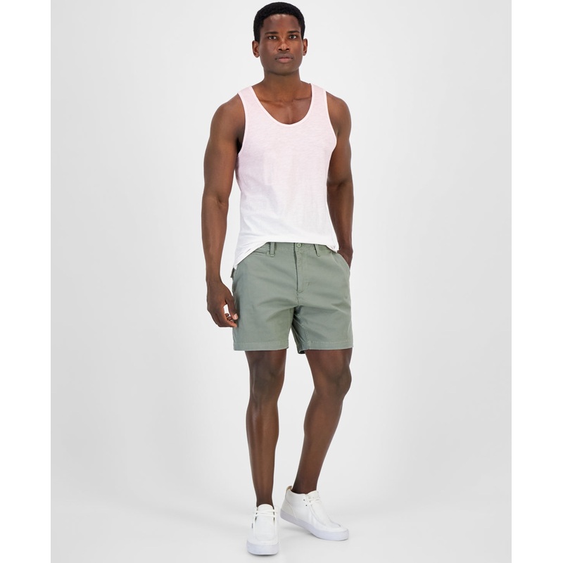 Sun + Stone Men's Colin Flat Front 7" Chino Shorts Green 38