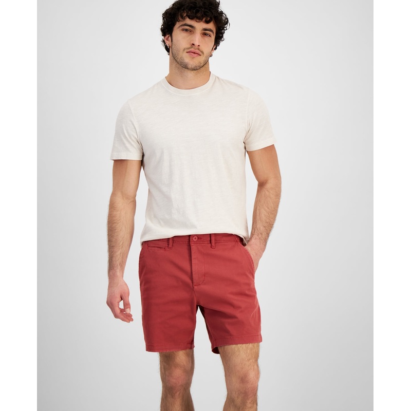 Sun + Stone Men's Colin Flat Front 7" Chino Shorts Red 40