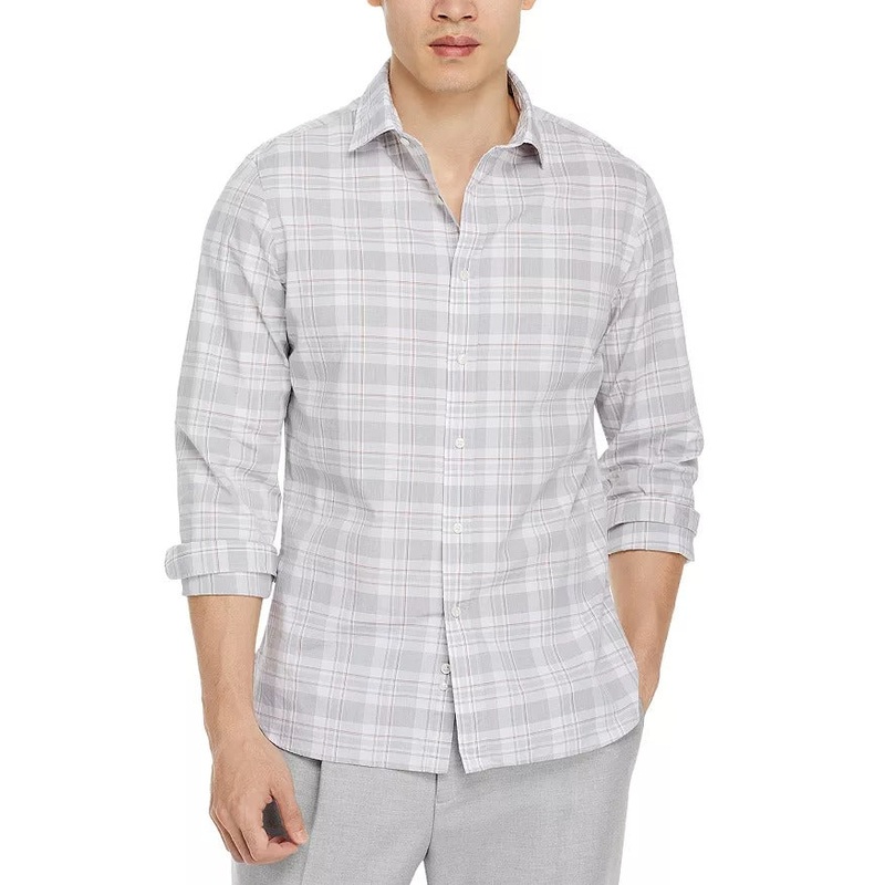 The Men's Store  Button Stretch Slim Fit Shirt XL Grey / Red