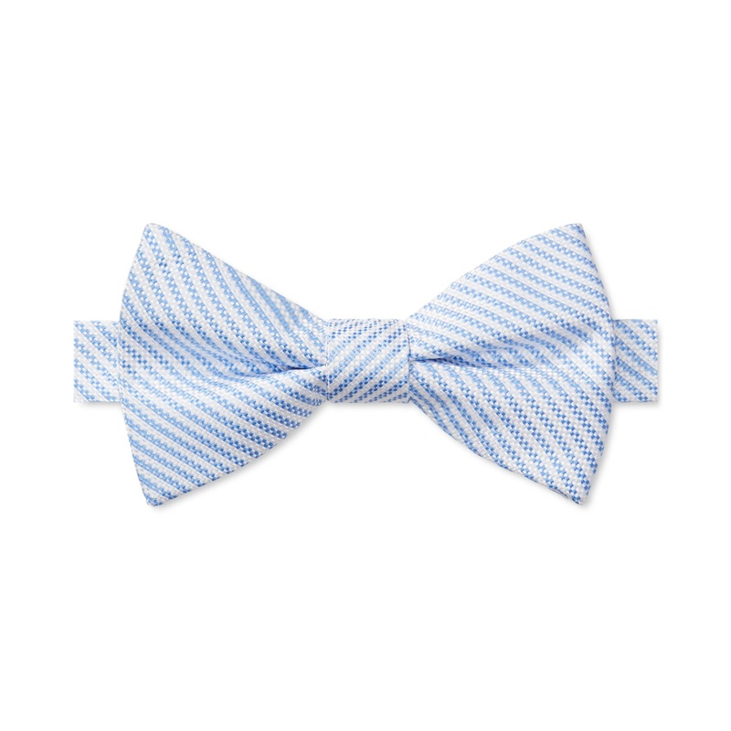 Tommy Hilfiger Men's Pre Tied Oxford Fine Stripe Bow Tie  Blue Necktie