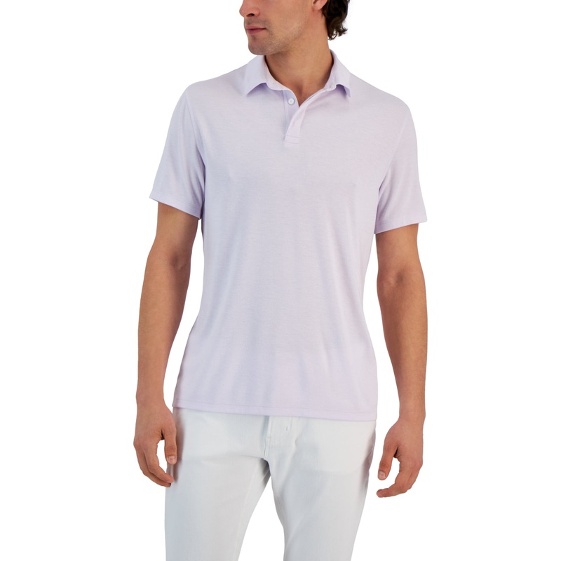Alfani Men's AlfaTech Stretch Solid Short Sleeve Polo Shirt Lavender XL