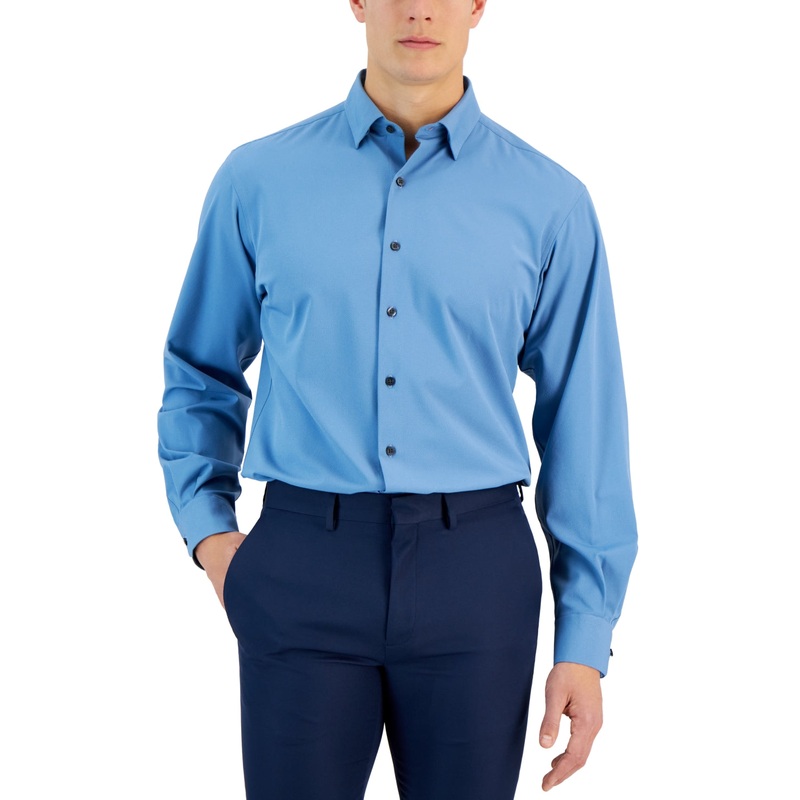 Alfani Men's Regular Fit Travel Ready Solid Dress Shirt Blue 15 15 1/2 32 33