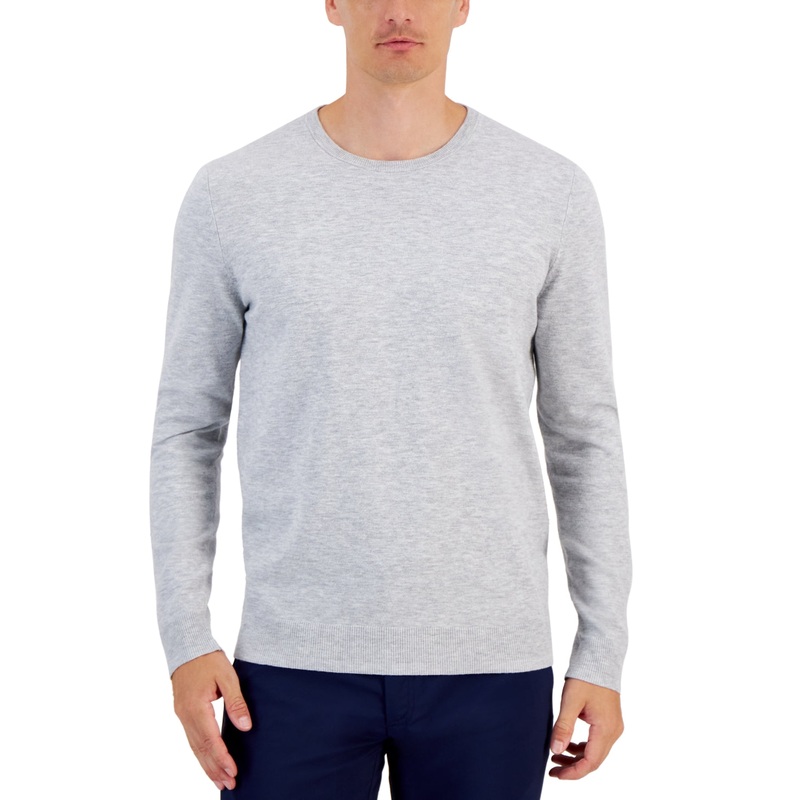 Alfani Men's Solid Crewneck Sweater Light Grey XXL