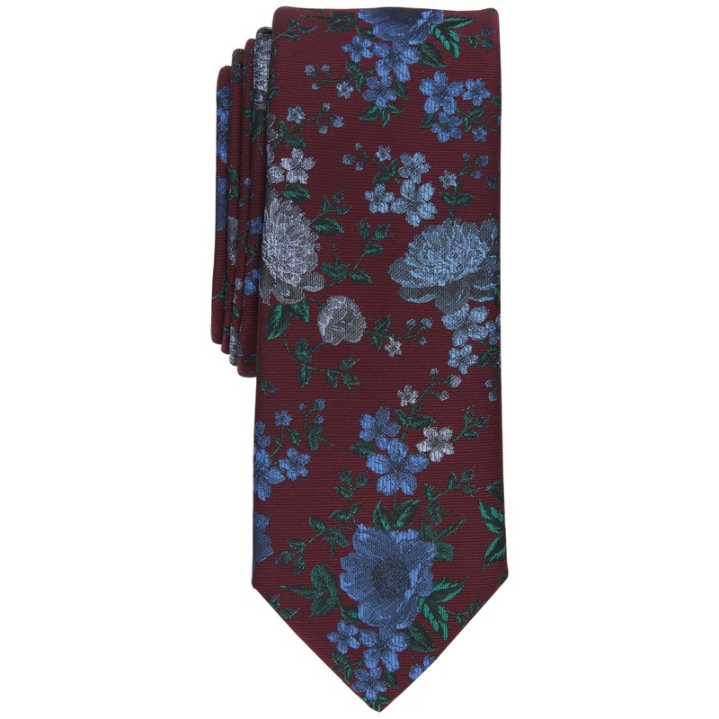 Bar III Men's Bristol Floral Skinny Tie Burgundy