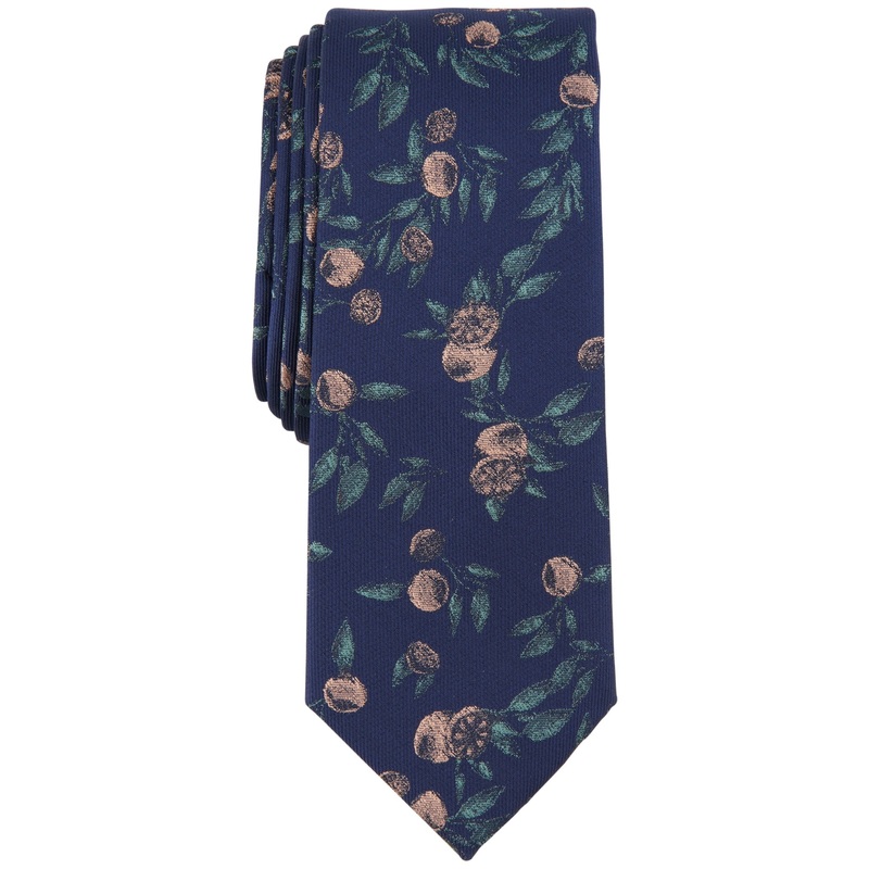 Bar III Men's Dewey Botanical Graphic Tie Navy Blue