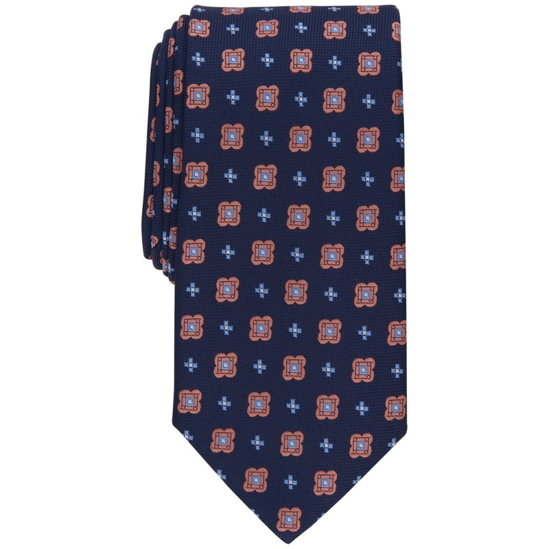 Club Room Men's Classic Geo Neat Tie Coral Pink Blue Necktie