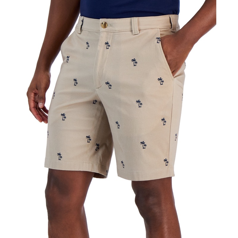 Club Room Men's Palm Print Casual Shorts Khaki 32