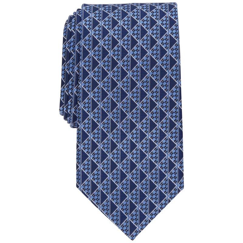 Perry Ellis Men's Vogel Geometric Print Tie Blue Necktie