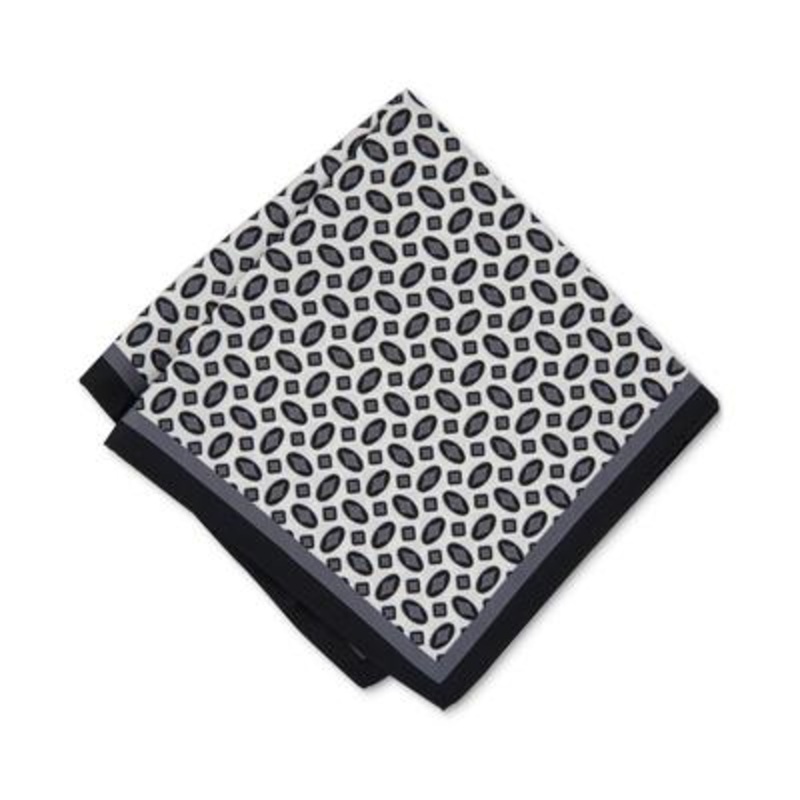 Alfani Men's Geometric Print Pocket Square White Necktie