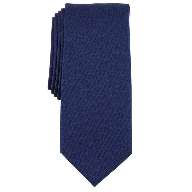 Alfani Mens Necktie Gramercy Navy Blue Textured Tie  OS