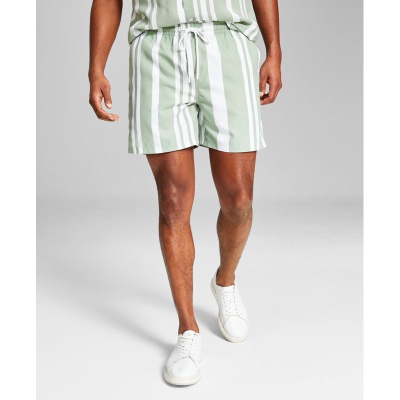 And Now This Men's Regular Fit Stripe 6" Drawstring Shorts Desert Sage 2XL