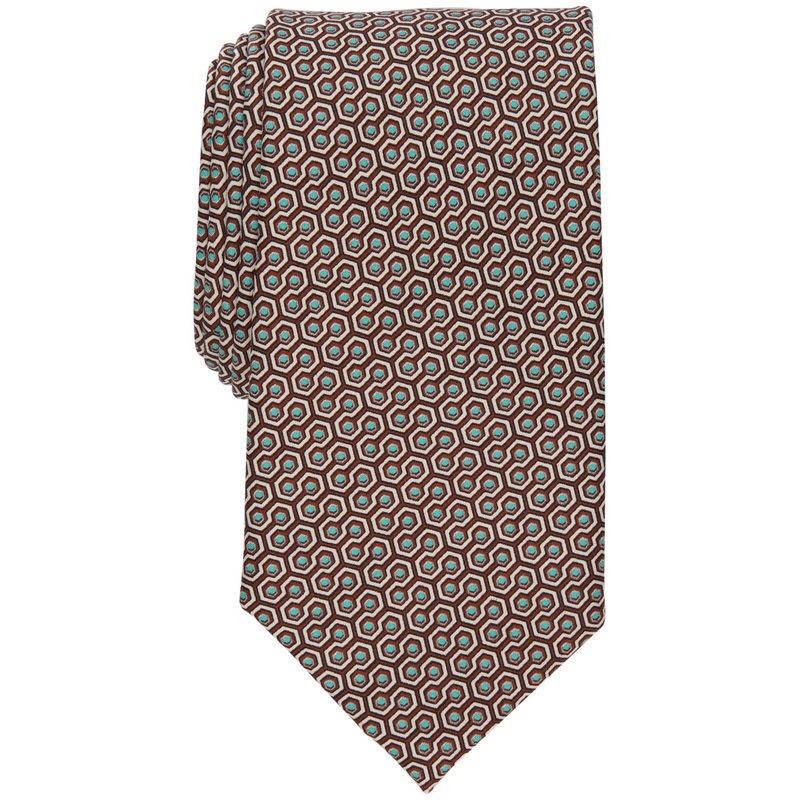 Perry Ellis Men's Bakker Geo Print Tie Brown Necktie