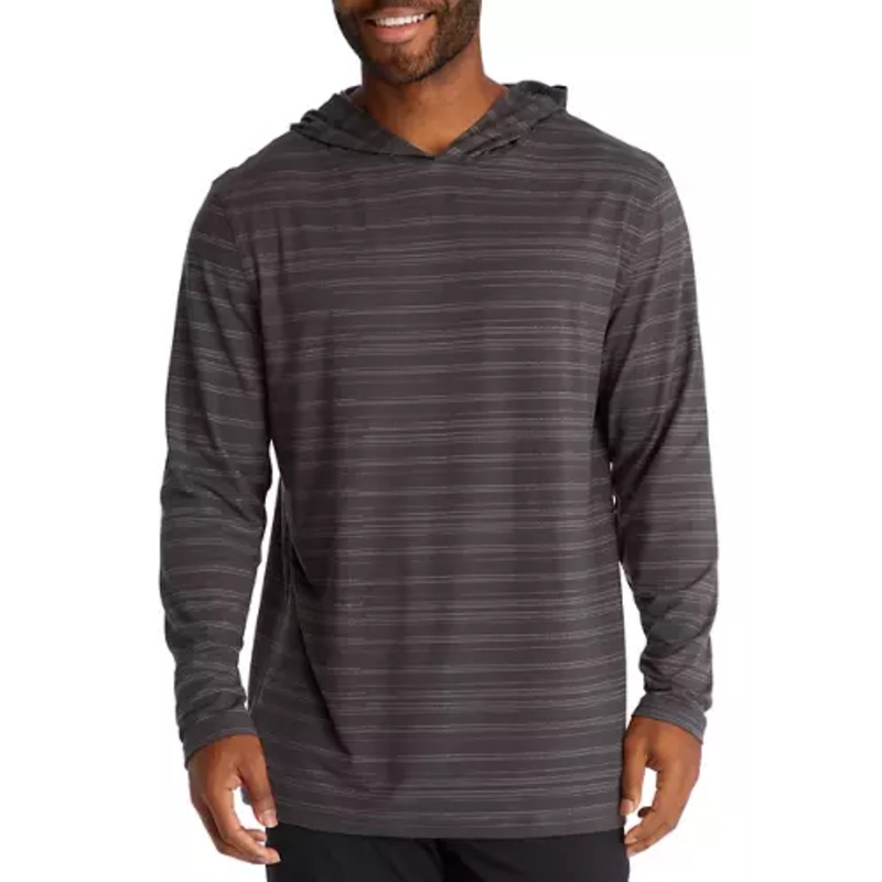 Pga Tour Men's Textured Stripe Golf Hoodie Sweatshirt Asphalt Grey Small