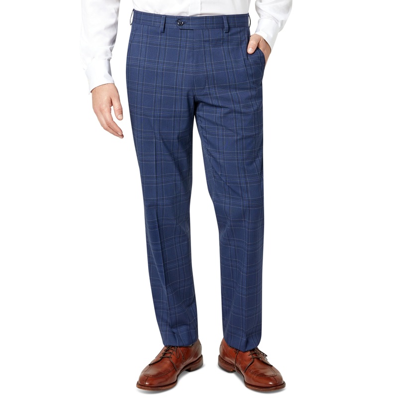 Sean John Men's Classic Fit Patterned Suit Dress Pants Blue Plaid 36 x 32