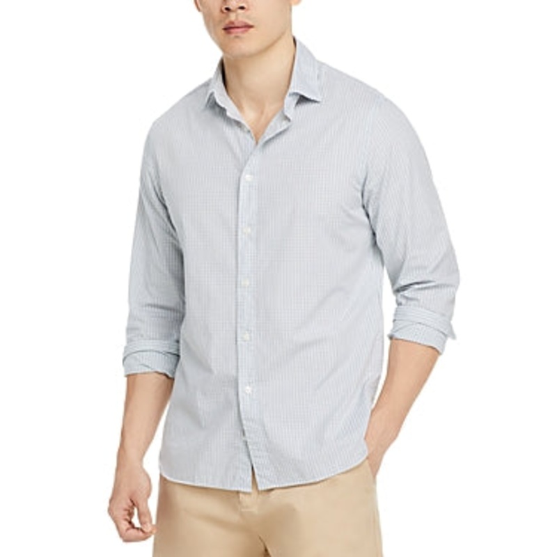 The Men's Store  Casual Stretch Slim Fit Shirt Green Medium