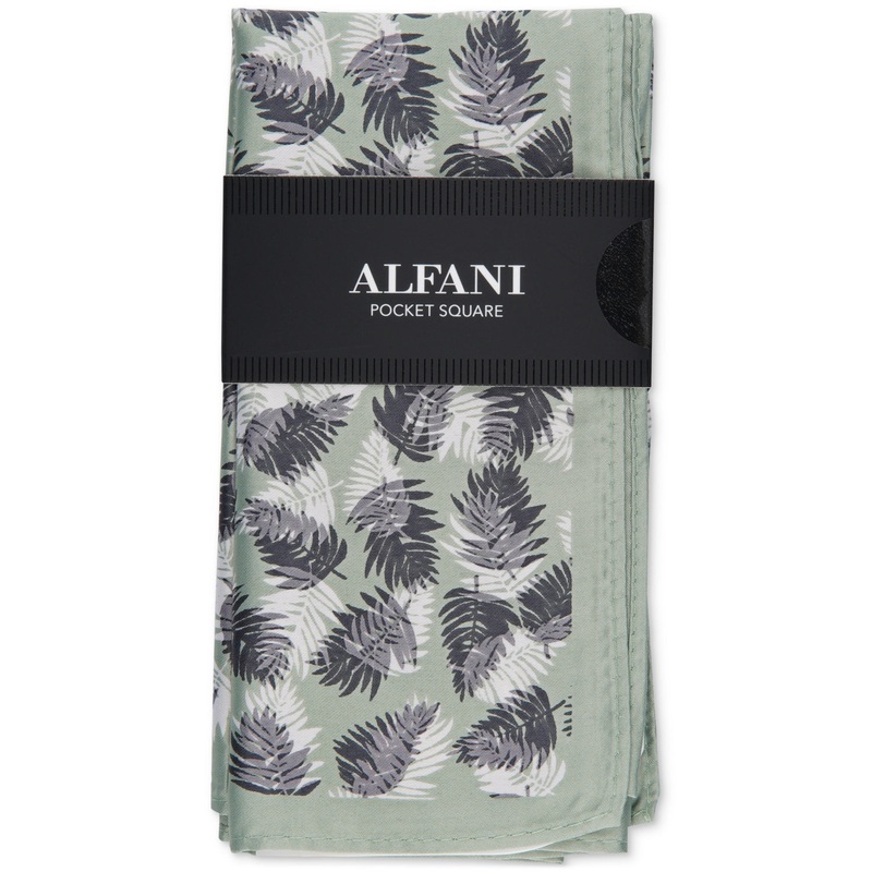 Alfani Men's Baxley Leaves Pocket Square Mint Green