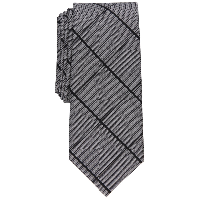 Alfani Men's Baytree Grid Tie Grey Necktie