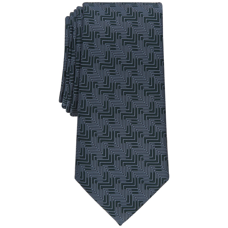 Alfani Men's Crest Geometric Print Slim Tie Hunter Green Necktie