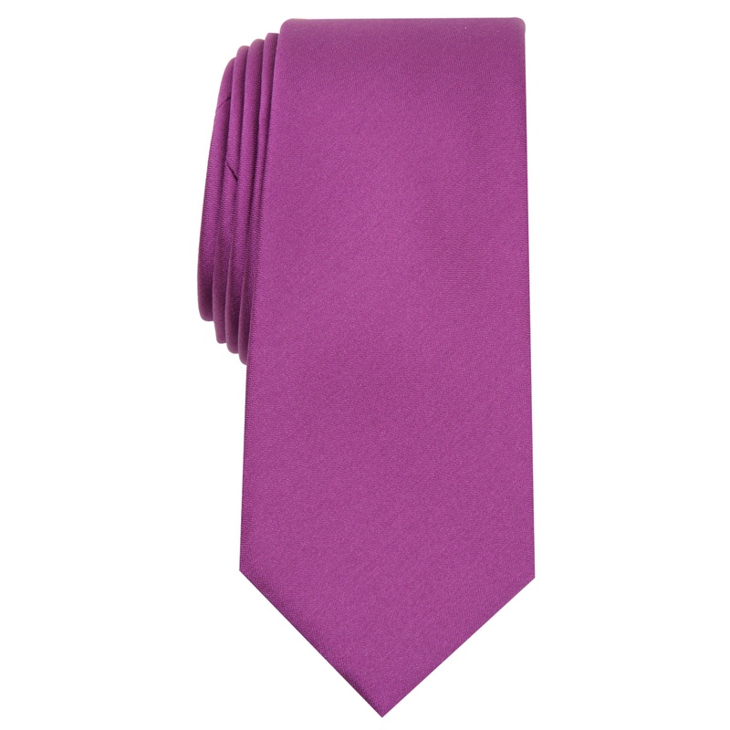Alfani Men's Solid Texture Slim Tie Berry Purple Necktie