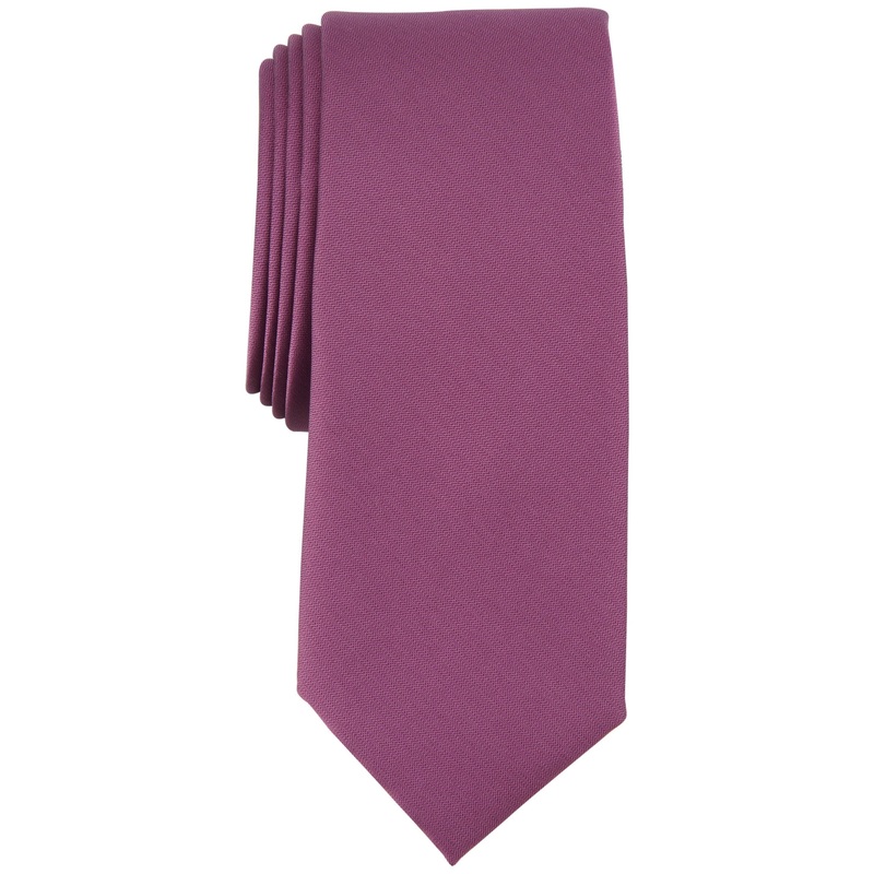 Alfani Men's Solid Texture Slim Tie Mauve Pink Necktie