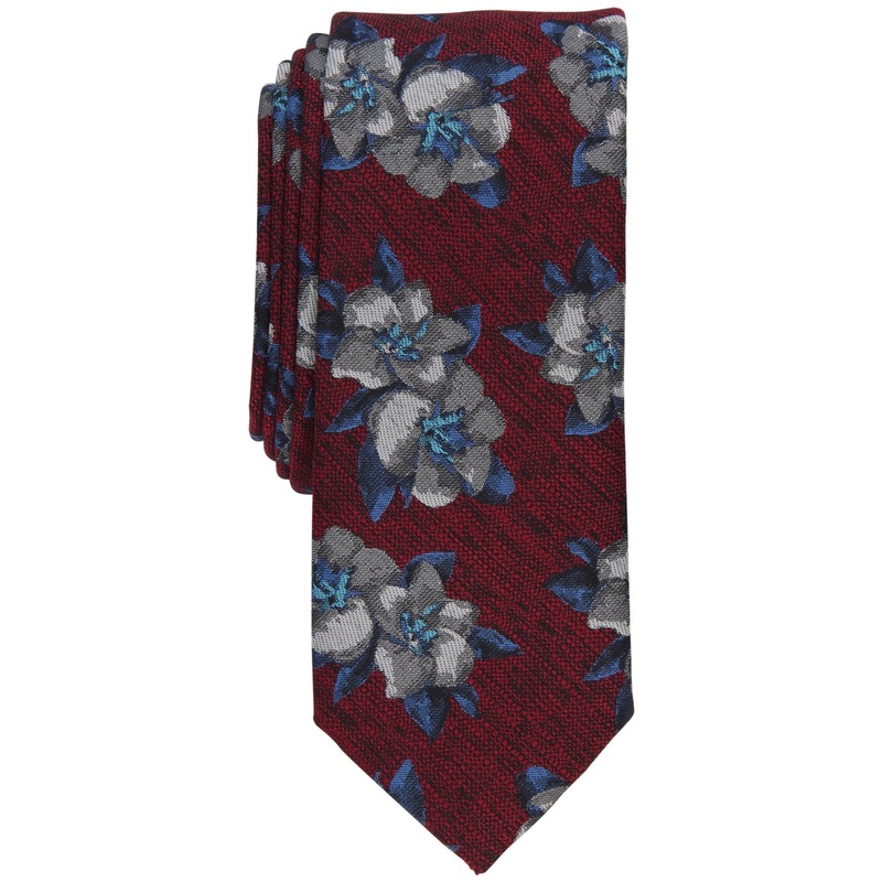 Bar Iii Men's Farfel Floral Tie Red Necktie