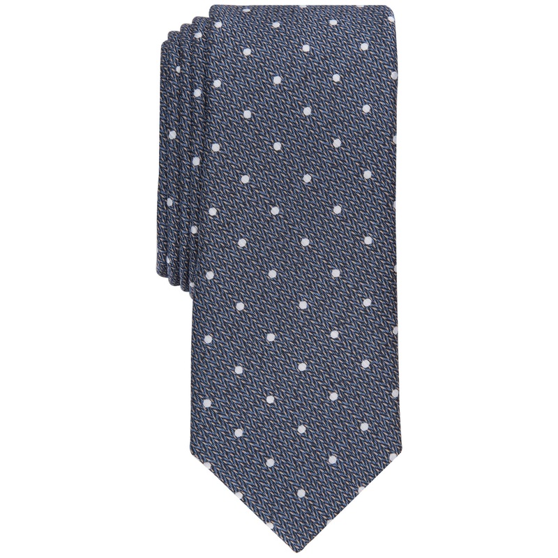 Bar Iii Men's Fortune Skinny Herringbone Dot Tie Denim Blue Necktie